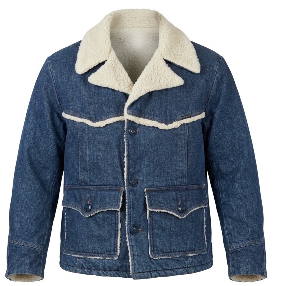 Vintage Roebucks Denim Sherpa Lined Western Barn Jacket Mens XL 50 USA Gorpcore